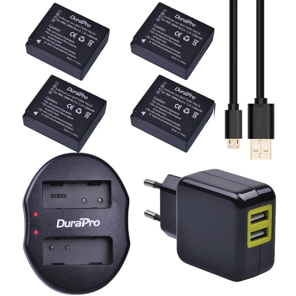 4 шт. DuraPro DMW BLG10 DMWBLG10 батарея + USB двойное зарядное устройство для Panasonic BLG10E BLG10GK DMC GF6