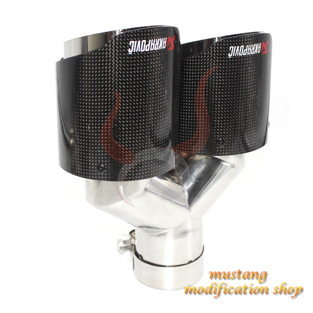 Левый akrapovic глушитель из углеродного волокна выхлопное сопло автомобиля exhause y-образный прямой простой ткани глянцевая поверхность