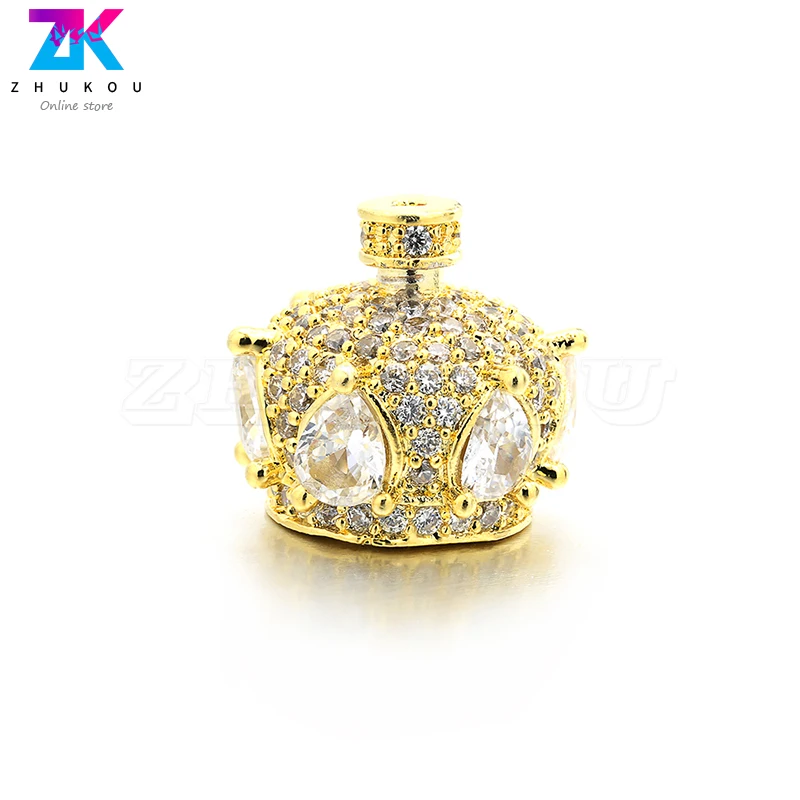 5pcs 12*11mm Sparkling Pumpkin Brass Cubic Zirconia Crown Tassel Caps Diy Jewelry Necklace Findings Accessories Model:VM25 | Украшения и