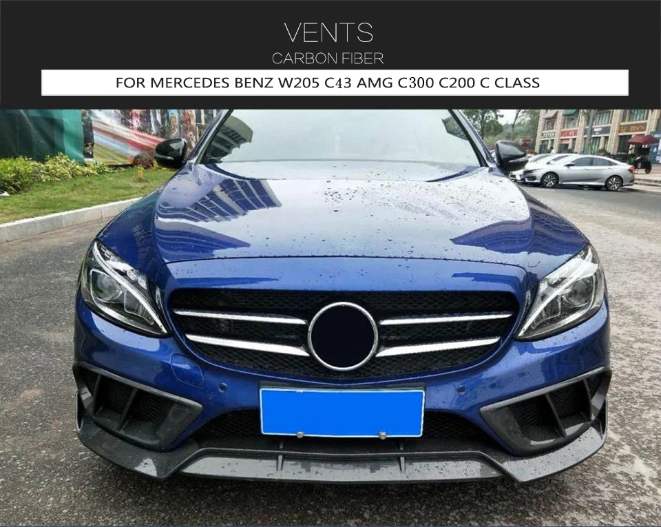 Для W205 C43 AMG C Класс Стандарт углеродного волокна передний бампер вентиляционное отверстие крышка отделка Гриль рамка для Mercedes Benz C200