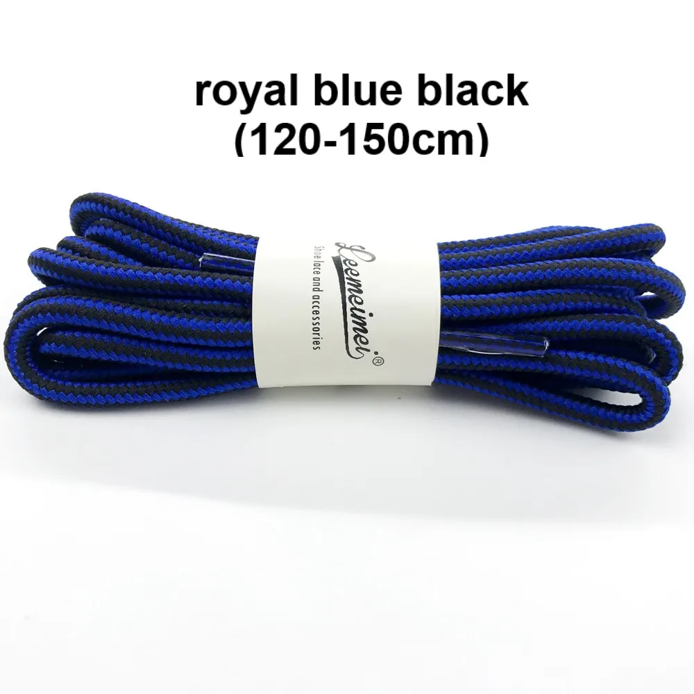 royal blue black 1 пара, 120, 150 см,, модные брендовые кроссовки из полиэстера, кружевные двойные полосатые плетеные круглые шнурки, высокое качество - Цвет: royal blue black