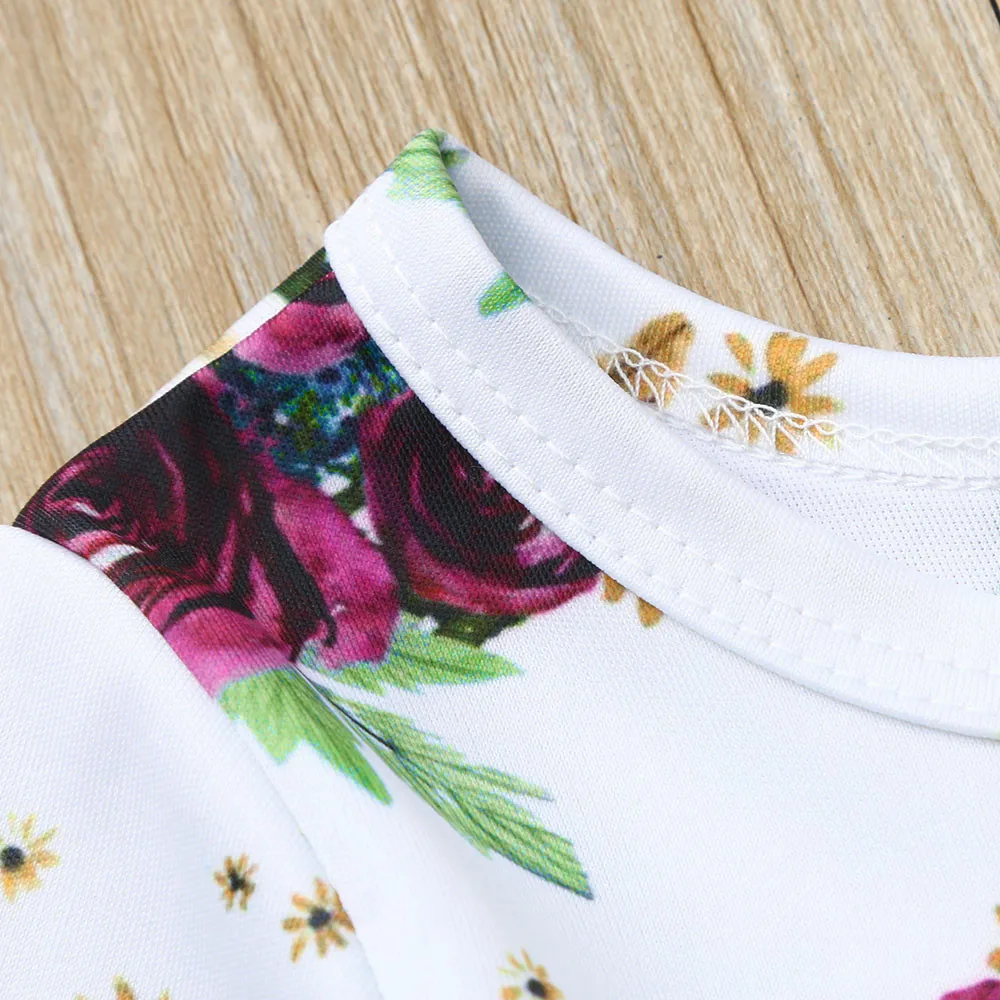 Платье для маленьких девочек платье с цветочным принтом и длинными рукавами