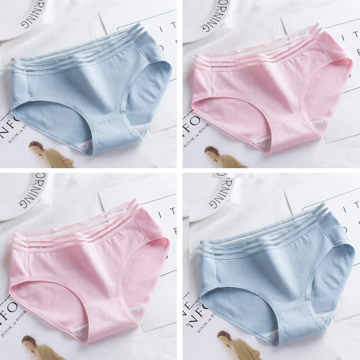 4PCS-030-5 4 шт./лот, хлопковые трусики, женское нижнее белье, сексуальные трусы, плюс размер, L-XXL, кружевные трусы, бесшовные, милые, мягкие, комфортные, для девушек, нижнее белье - Цвет: 4PCS-030-5