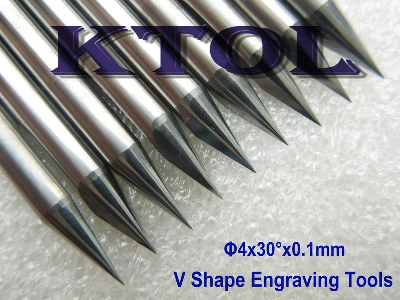 Точность Bit 4x0.1mm 30 градусов плоское дно карбида PCB Гравировальный Бит CNC фрезерный