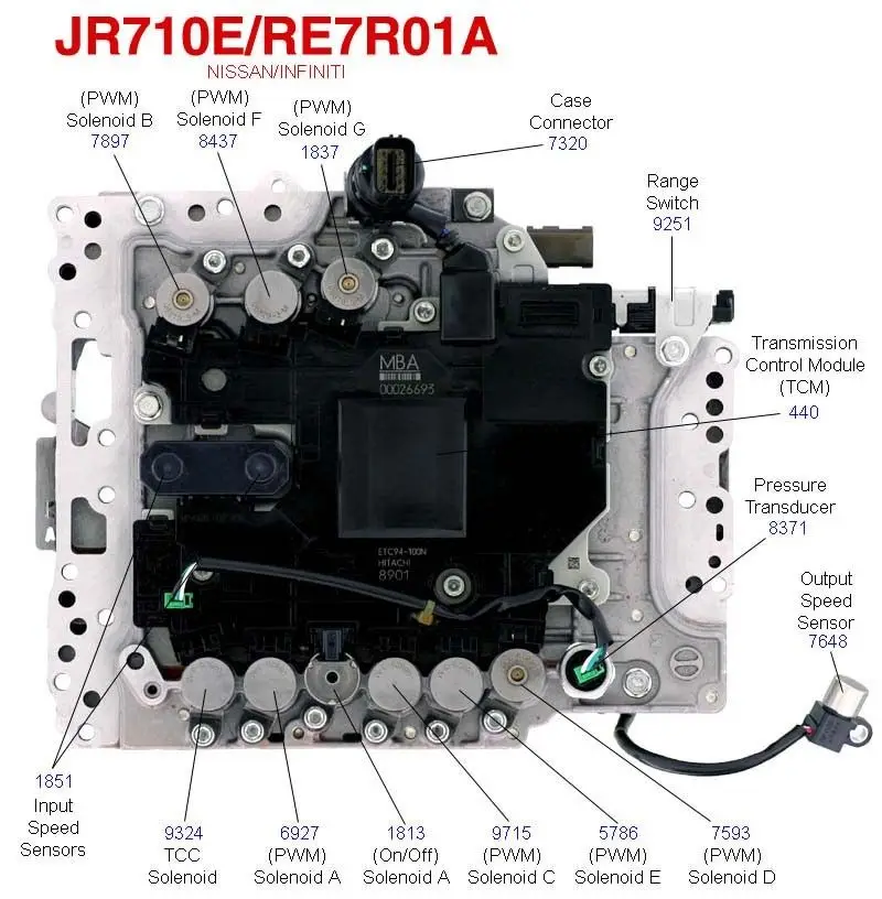 9 шт. торговая марка Электромагнит коробки передач RE7R01A JR710E JR711 CVT для Nissan