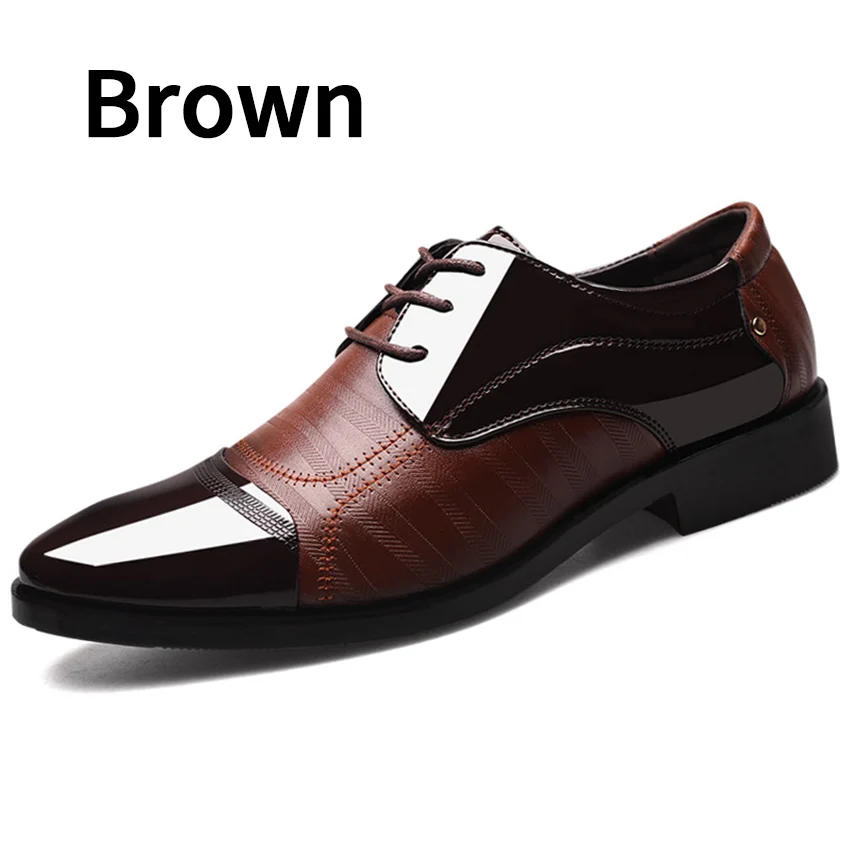 Brown 8810 BIMUDUIYU; модные мужские туфли-оксфорды в деловом стиле; мягкая дышащая мужская официальная обувь; брендовые оксфорды из искусственной кожи с острым носком - Цвет: Brown 8810