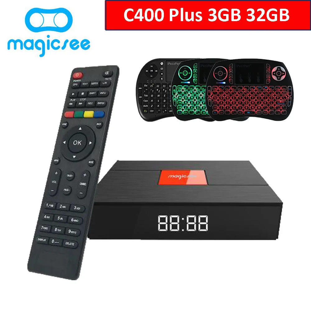 C400 Plus Amlogic S912 Octa Core ТВ коробка 3 ГБ + 32 Android 4K смарт DVB S2 T2 кабель Dual WiFi медиа