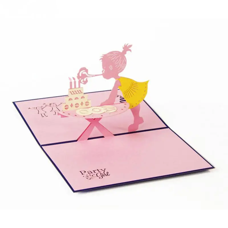3D всплывающий дизайн открытки на день рождения пригласительные любовь девочка