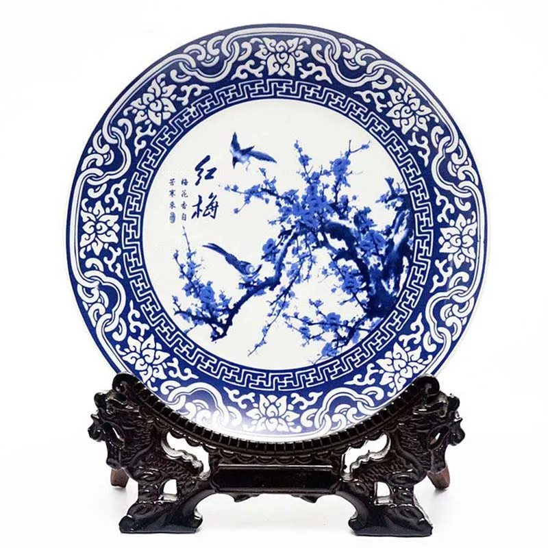 Цзиндэчжэнь винтажная декоративная пластина Слива Орхидея бамбуковая