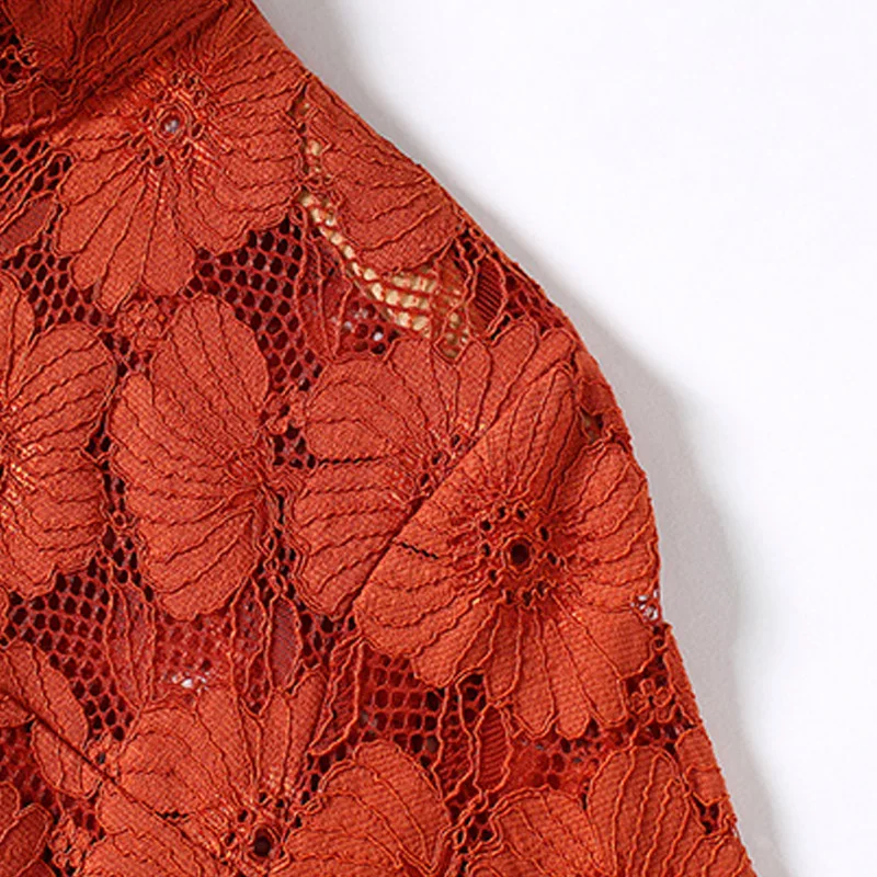 Повседневные кружевные платья 2019 летнее женское платье СО СТОЯЩИМ ВОРОТНИКОМ