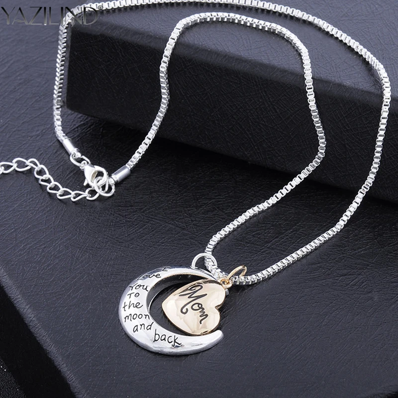 YAZILIND серебряное ожерелье с надписью I Love You To The Moon And Back колье подвеской Heart для