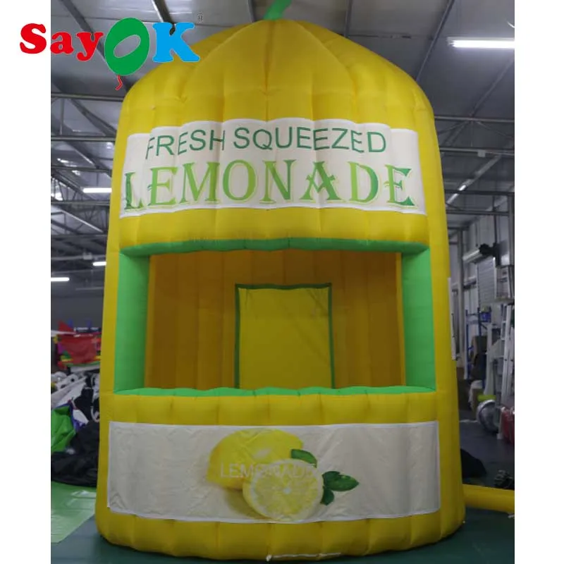 

SAYOK Large Inflatable Lemonade Concession Stand Booth with Air Blower, Inflatable Lemonade Ticket Booth for Event, Advertising