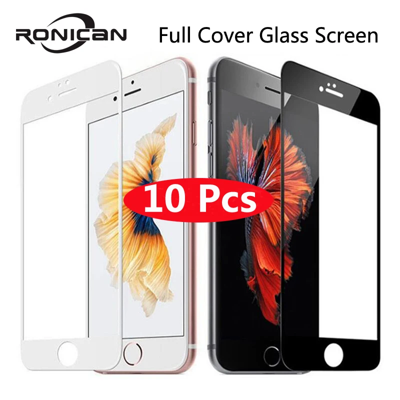 10 шт. 9 H полное покрытие из закаленного стекла для iPhone 6 6s 7 8 Plus Защитная пленка