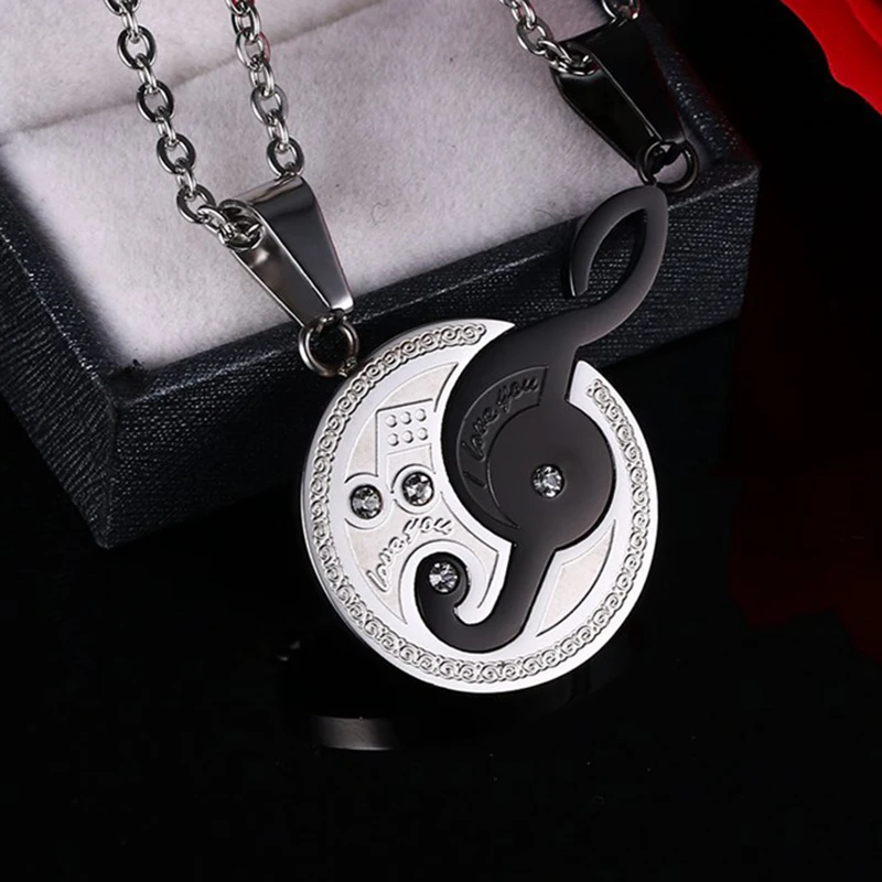 Stainless Steel Music Symbol Pendant Lovers Necklace Romantic Women Clavicle Chain Fashion Men's Jewelry Anti Allergy | Украшения и