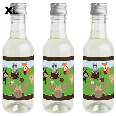 Mini Wine Label X6 Лесные животные Тема Бумажный Мешок тарелка посуда соломенная фольга, латекс воздушный шар плакат с приглашением карты день рождения подарки - Цвет: Mini Wine Label X6
