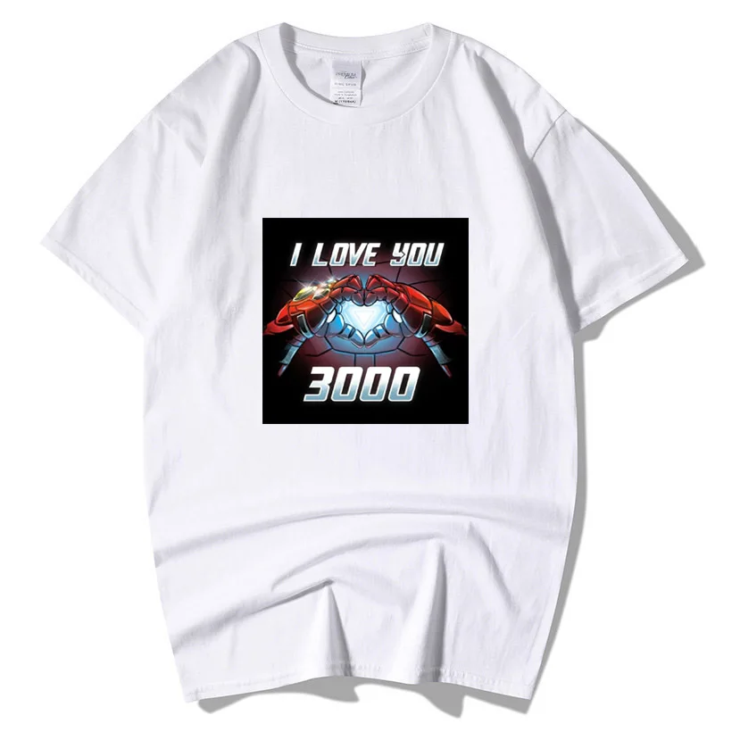 Marvel Movie Avengers 4 Endgame Iron Man Tony Stark I Love You 3000 Times Cotton T Shirt Мужская одежда