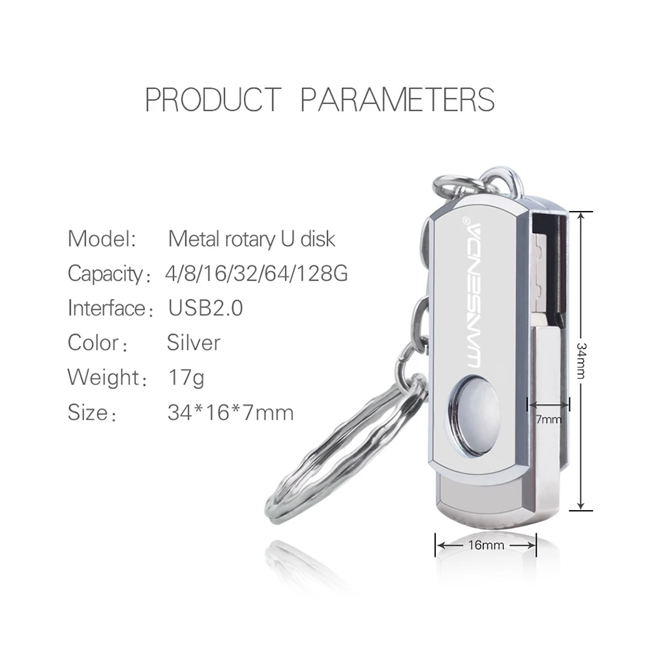 Wansenda USB флеш накопитель из нержавеющей стали 8 ГБ 16 32 64 128 ГБ|USB флэш-накопители| |