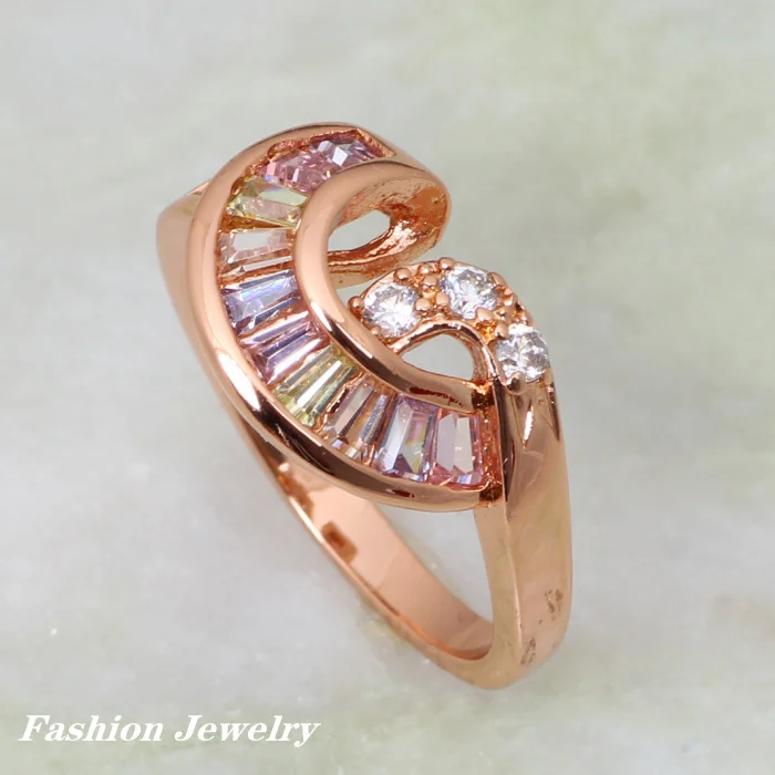 

Luxury Sparkling Promotion colorful Cubic Zirconia Gold Ring Fashion jewelry size 5.75 6.75 6 AR170