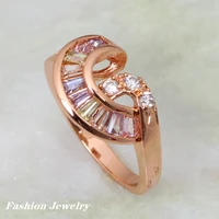luxury sparkling promotion colorful cubic zirconia gold ring fashion jewelry size 5 75 6 75 6 ar170