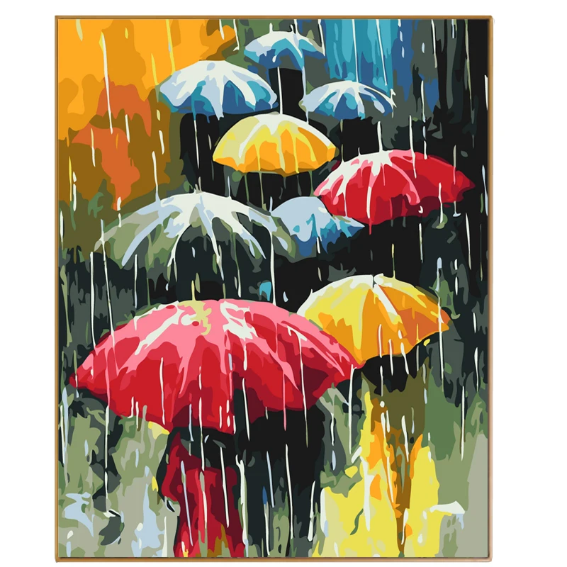 PHKV абстрактная картина дождь на улице сделай сам Ручная роспись изображения