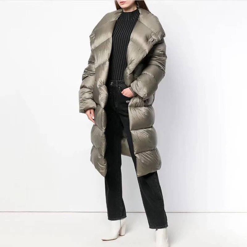 TWOTWINSTYLE, длинный женский зимний пуховик с капюшоном, длинный рукав, большие размеры, пальто для женщин, теплая Мода