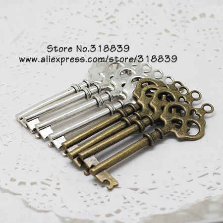 Античный металлический сплав цинка большие брелки в форме ключа Grimace Diy ювелирные