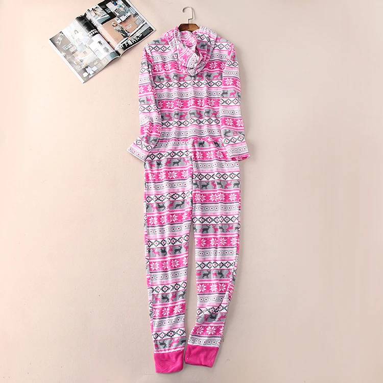 Женские Зимние флисовые комбинезоны с рисунком снежного оленя |