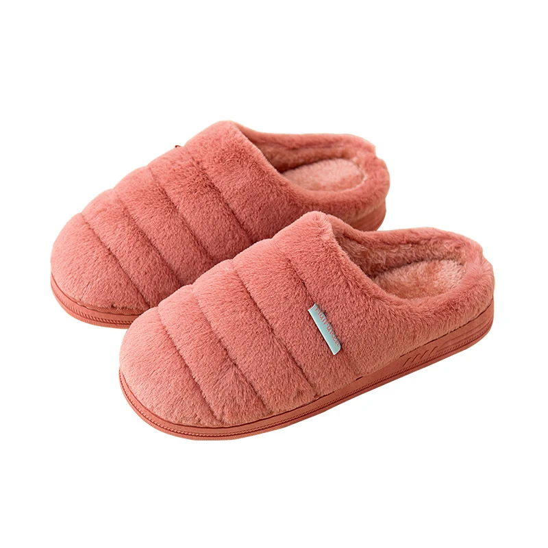 Rubber slipper Женские домашние тапочки; теплая плюшевая мягкая зимняя обувь; женские и мужские домашние тапочки; Нескользящие тапочки размера плюс для влюбленных - Цвет: Rubber slipper