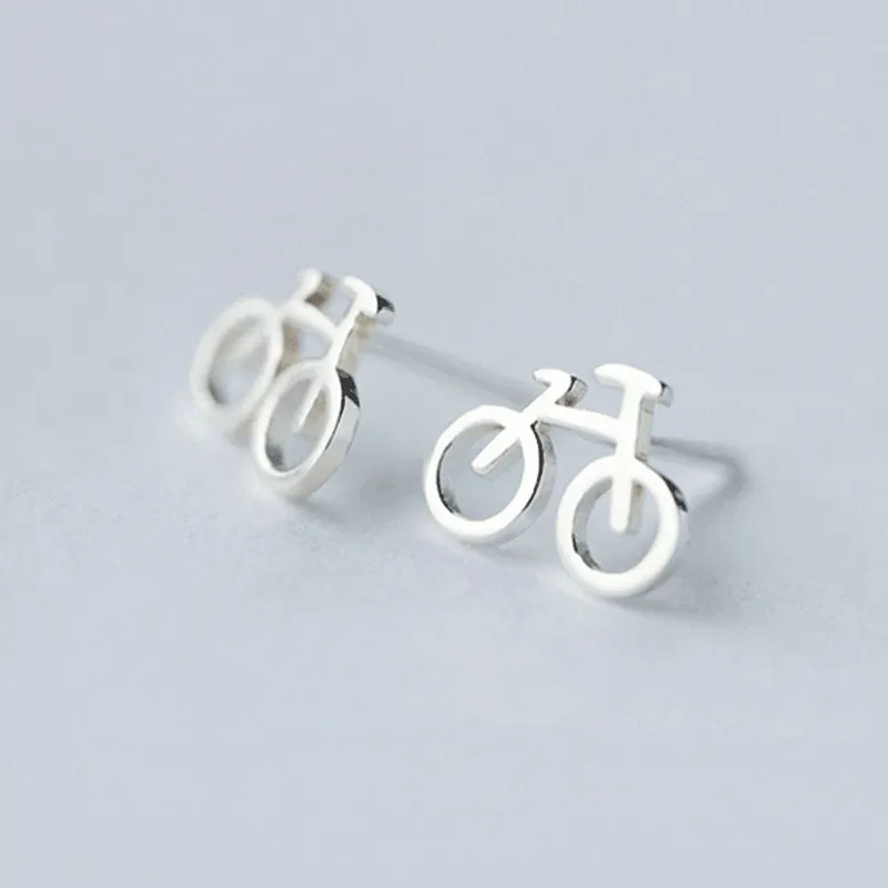 Женские серьги гвоздики из серебра 925 пробы на велосипед|Серьги-гвоздики| |