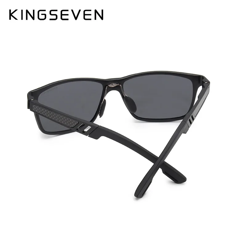 Мужские солнцезащ. Очки в алюминиевой оправе KINGSEVEN черно серые солнцезащитные