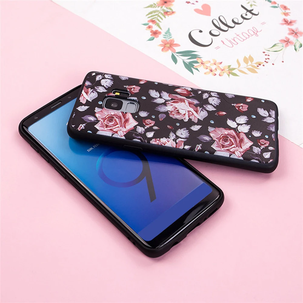 OTAO Painted Flower Phone Case For Samsung Galaxy S8 S9 Plus S7 Edge Note 8 A3 A5 A7 2016 Prime J2 J3 J5 J7 2017 Soft TPU Shell |