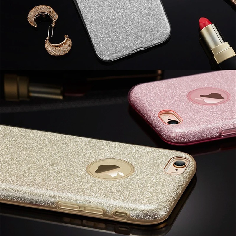 Блестящий силиконовый чехол для iPhone 5S 6 6S 7 8 Plus X 10 блестящий мягкий из ТПУ