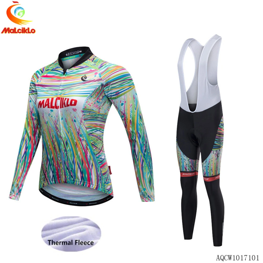 Malciklo Winter Thermal Fleece roupa ciclismo Inverno Spots Women Cycling Suit Bike Clothing Bicycle Clothes Jersey Set | Спорт и