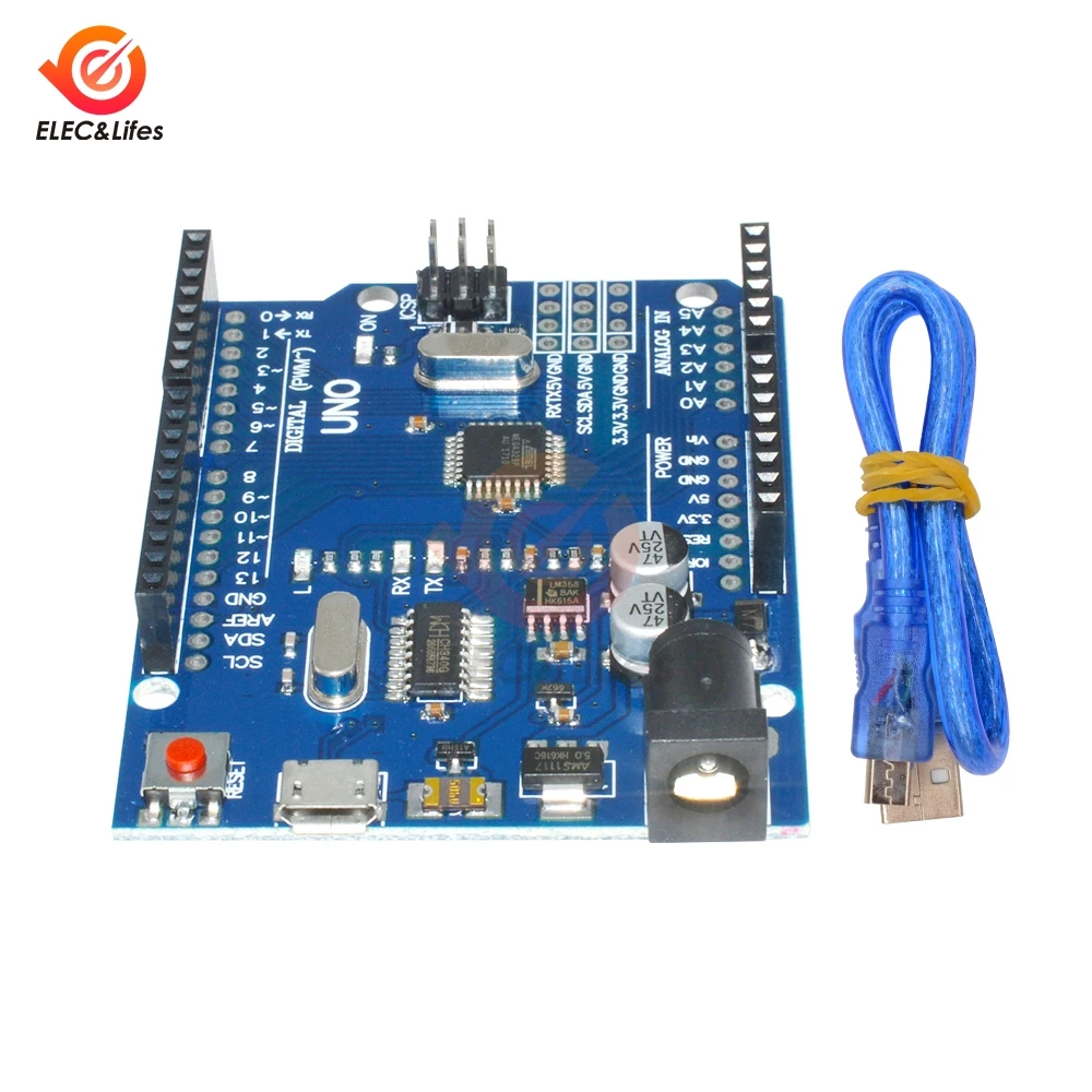 Микроконтроллер для Arduino UNO R3 ATmega328P CH340G CH340 микроконтроллер сделай сам с USB кабелем