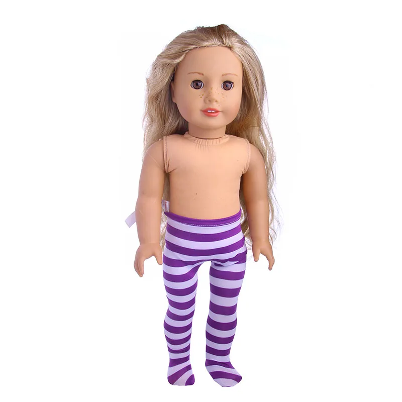 

All kinds of color striped leggings fit for 18 inch American doll, Children the best Christmas gift