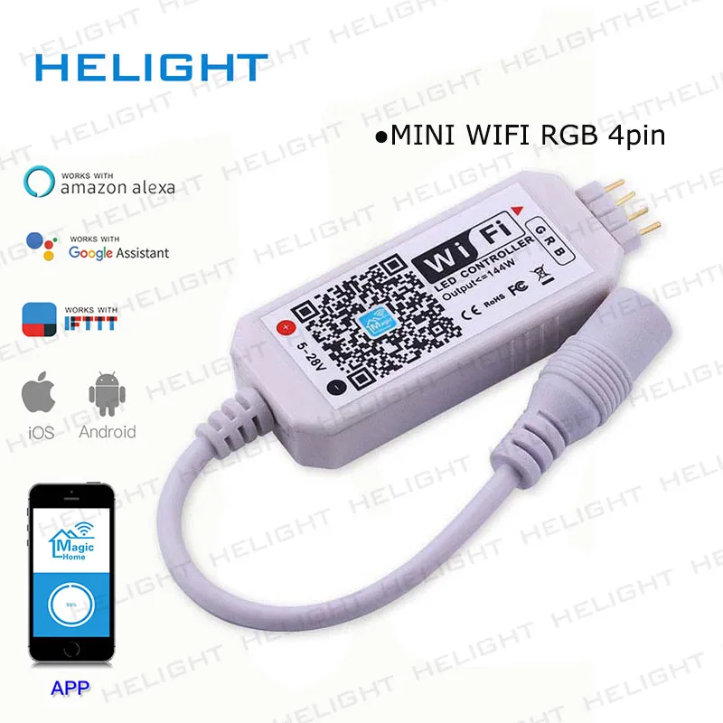 DC12 28V мини WI FI RGB/RGBW музыкальная полоса Управление Alexa Google Home голосовое смартфон