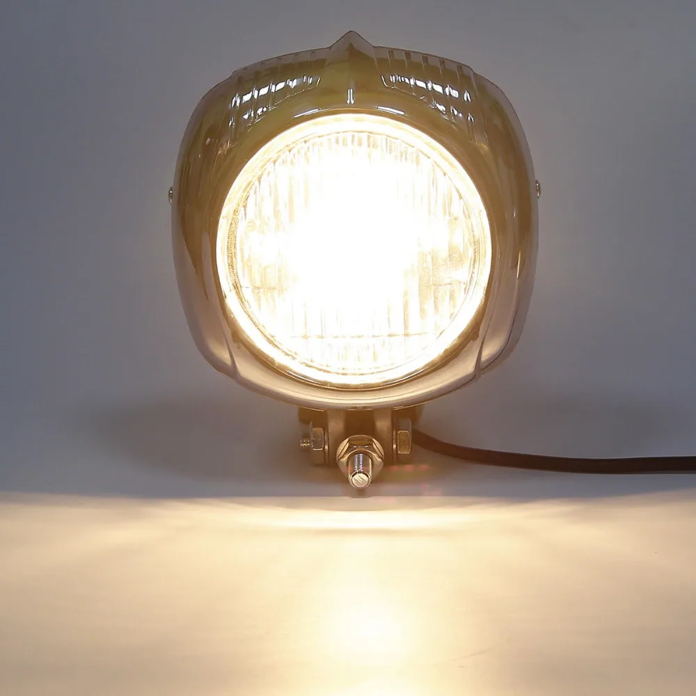 Motorcycle Retro Electroline Headlight Orange Lens For Harley Chopper Bobber Custom Bikes |