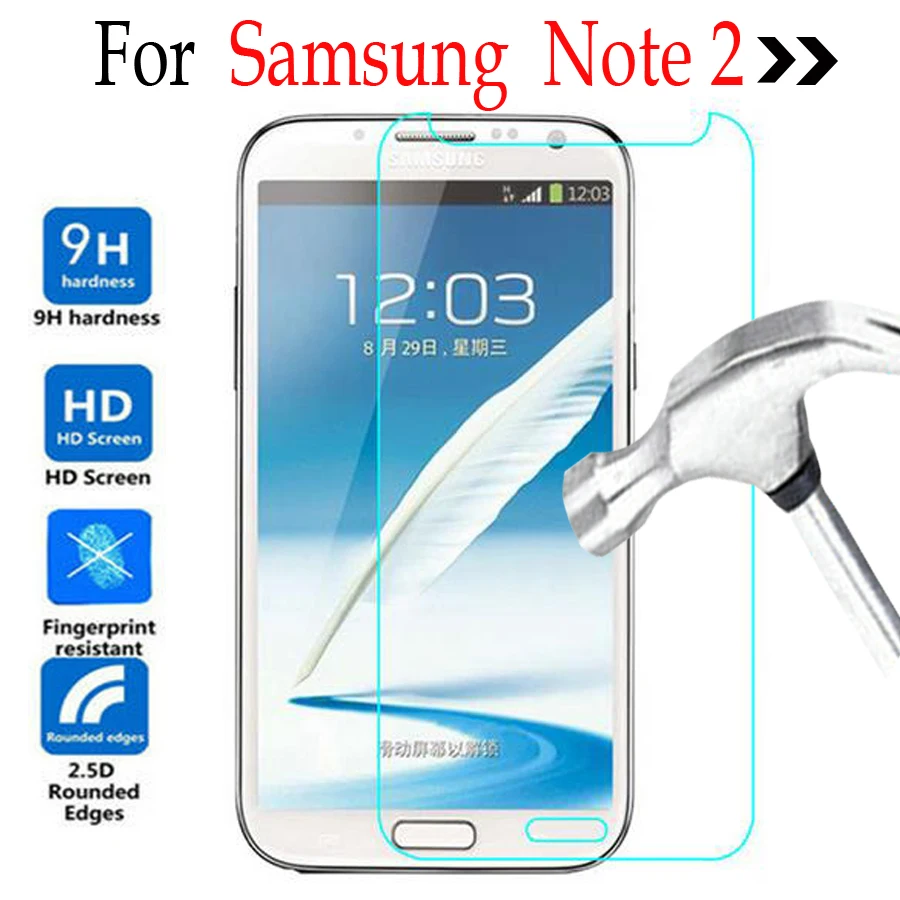 Для Samsung Galaxy Note 2 Закаленное стекло Защитная крышка для экрана на Note2 II N7100 N7105 note ii