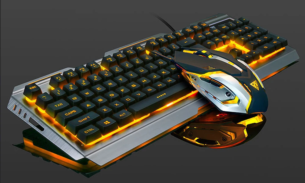 Gold light Black key Клавиатура и мышь английская RGB светодиодная подсветка с подсветкой Игровая клавиатура Механическая аналогичная эргономичная для PC Gamer - Цвет: Gold light Black key