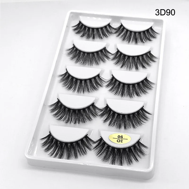 5 pairs False Eyelashes 3D Mink Fake Lashes Natural Long 1cm-1.5cm Full Strip 1 Box Makeup | Красота и здоровье