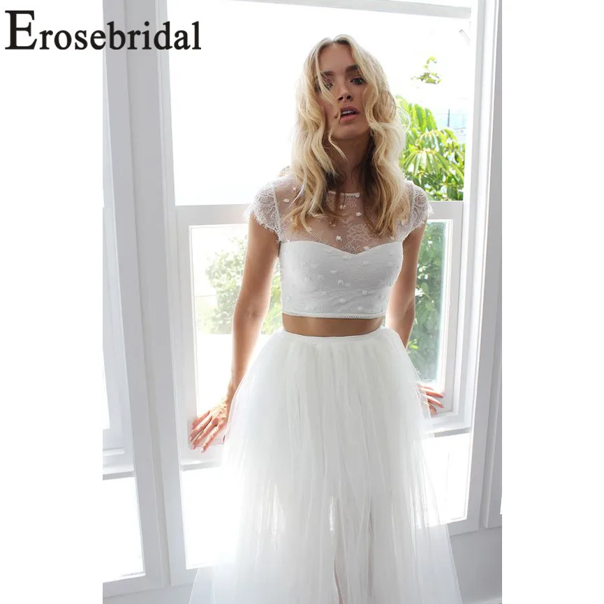 Свадебное платье из двух частей Erosebridal укороченный топ с круглым вырезом Тюлевое
