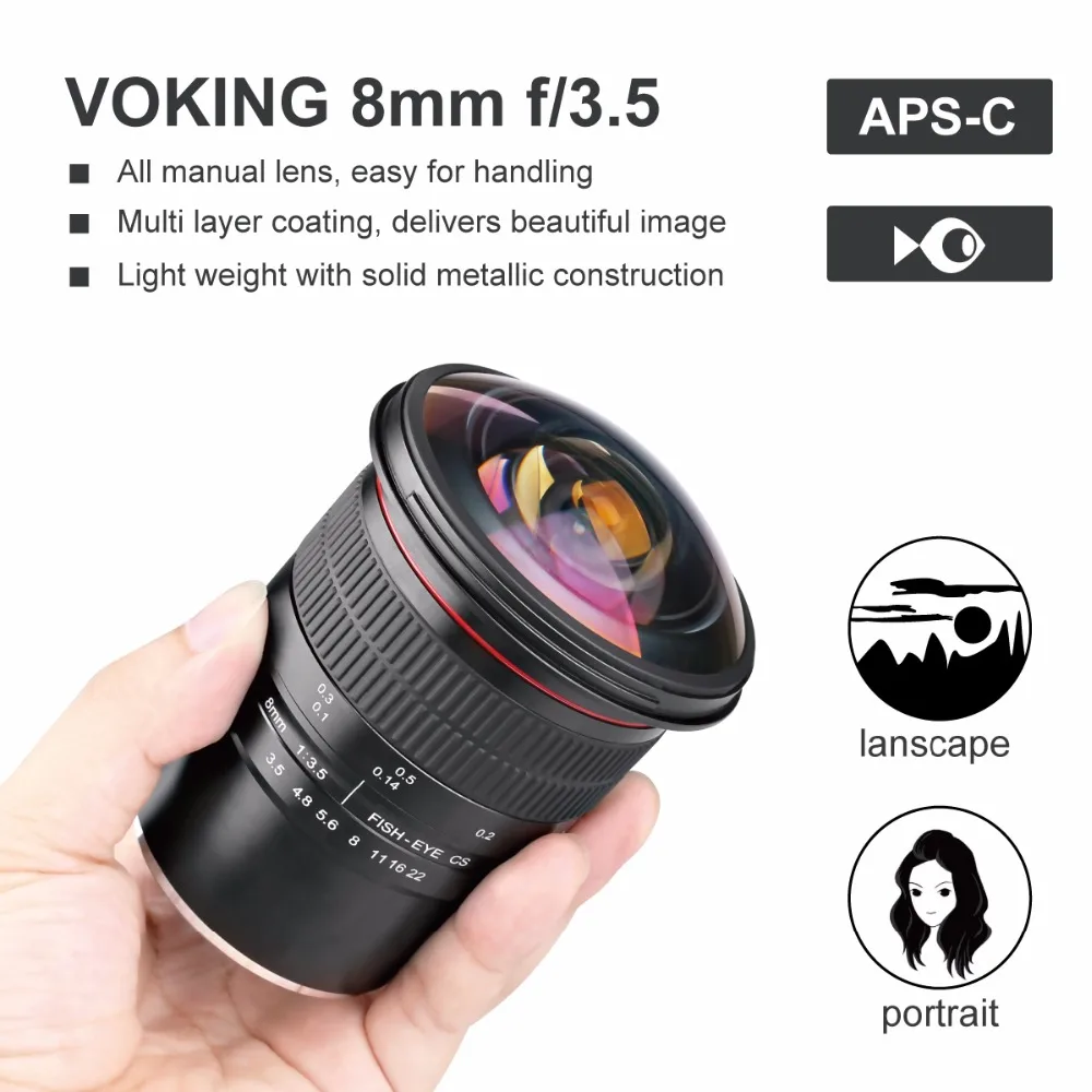 VOKING VK рыбий глаз 8 мм f/3 5 ультра широкоугольный объектив для цифровой камеры Fujifilm