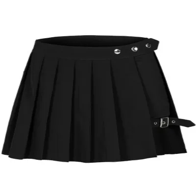 Готический панк Harajuku женские Шорты повседневные классные шикарные консервативный стиль черные красные клетчатые плиссированные черные женские модные шорты юбки 4XL - Цвет: Черный