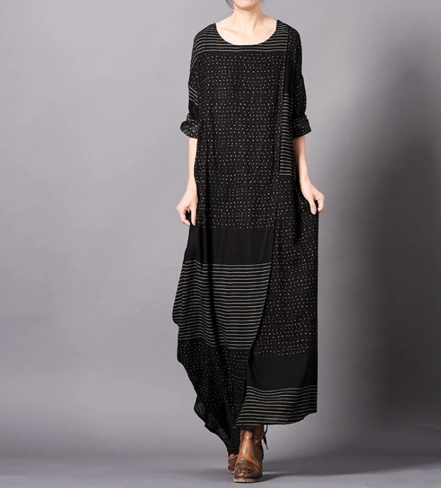 2019 Новое поступление весенние с круглым вырезом tencel и льняные длинным рукавом