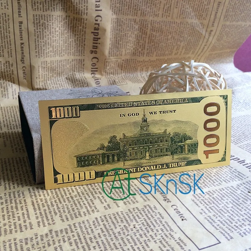 10 шт./лот американский президент Дональд Трамп позолоченные банкноты 100 1000