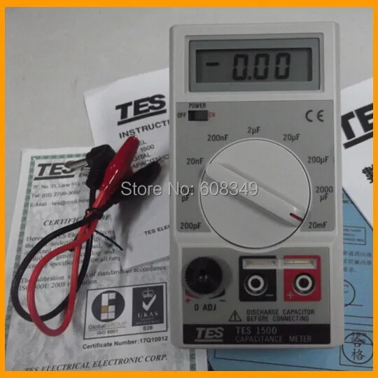 TES 1500 измеритель емкости/измеритель емкости (200pF/2nF/20nF/200nF/2 мкФ/20 мкФ/200 мкФ/2mF/20mF)|cap
