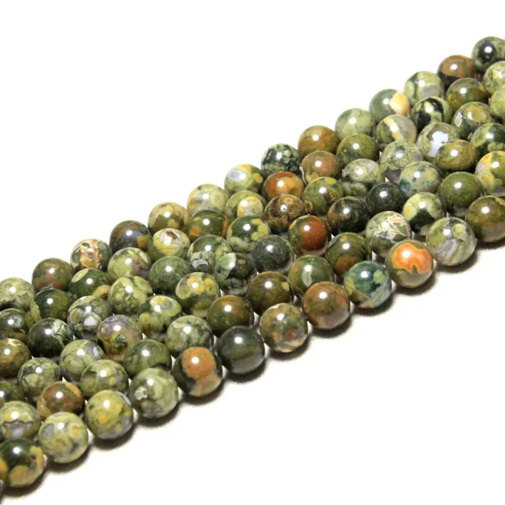 Оптовая продажа круглые зеленые старые каменные бусины KAMBABA для изготовления