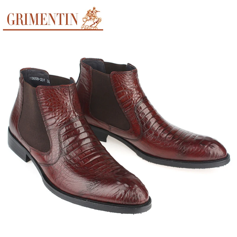 GRIMENTIN/Новинка 2017 года модные мужские ботильоны из натуральной кожи удобная