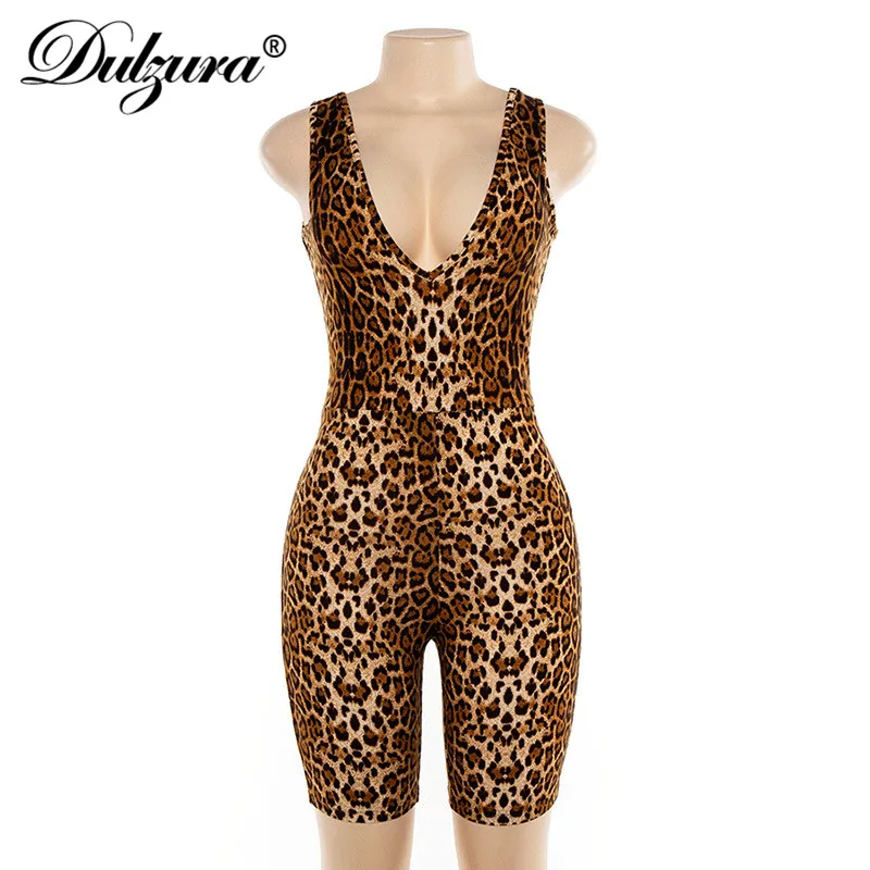 Dulzura сексуальные v-neck леопардовое леопард принтом принт 2019 летнее летний лето