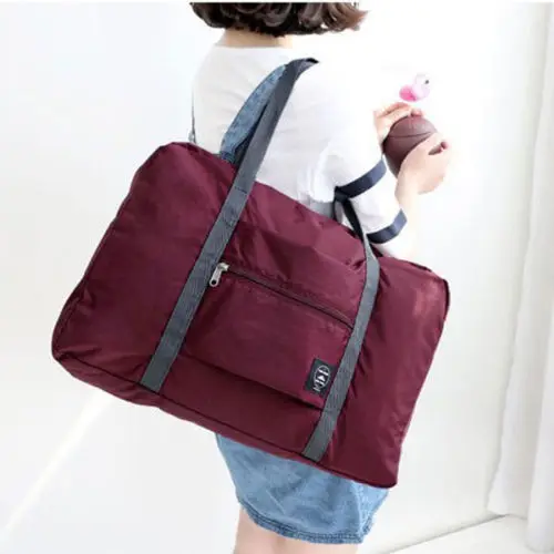 Big Foldable Travel Storage Luggage Carry-on Organizer Hand Shoulder Duffle Bags Storage Bags - Цвет: Бургундия